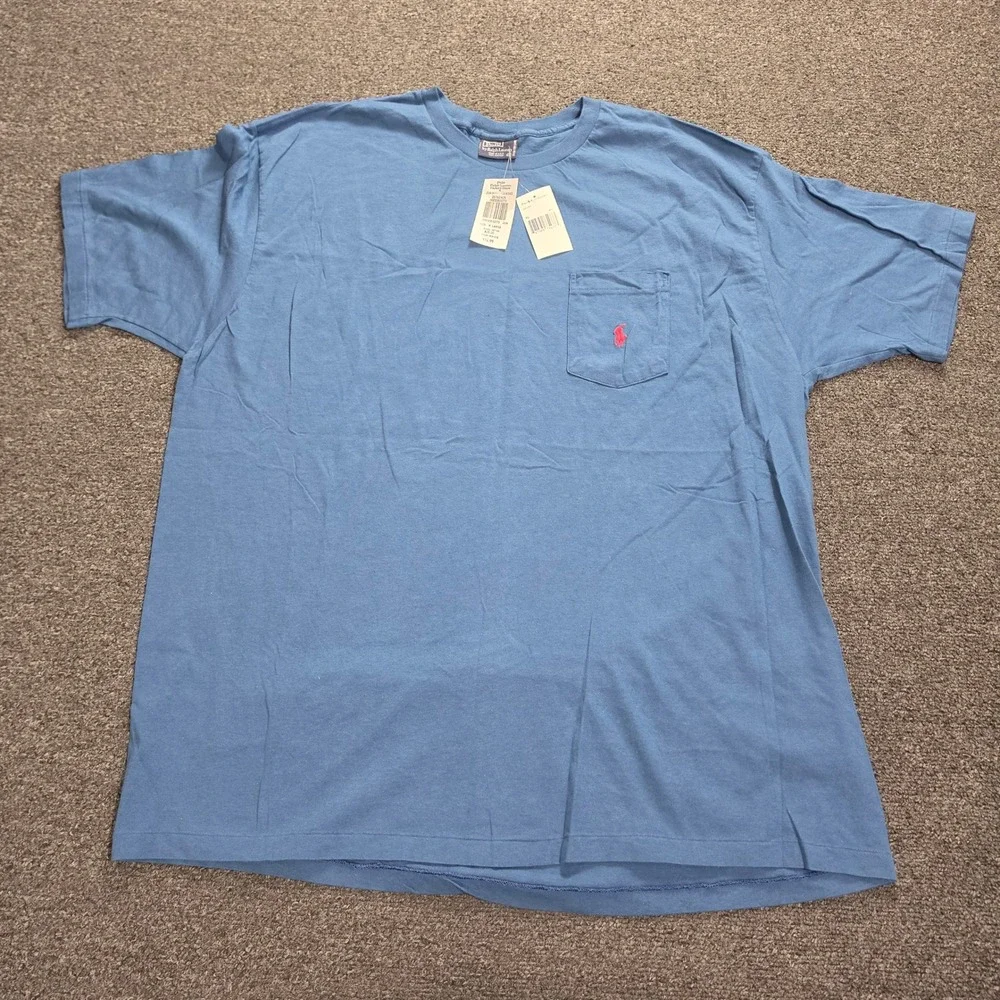 Polo Ralph Lauren Pocket T-Shirt Mens XL Light Blue Short Sleeve Red Pony USA